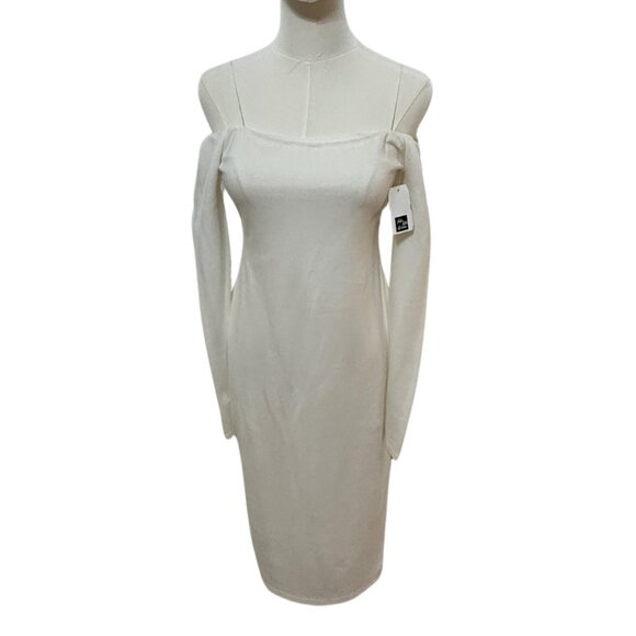 *NWT* Alice + Olivia White Off The Shoulder Midi Dorinda Dress - Size 6 - Picture 3 of 10